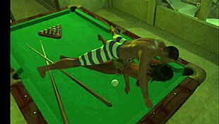 I enjoy playing pool on the table with friends
