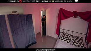 emily cutie as wednesday in vr cosplay, riding deep