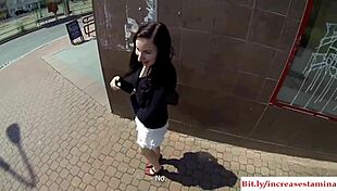 out-of-town gal gets doggystyle blowjob outside with facial