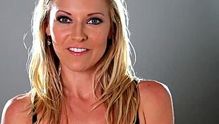 Blonde Lez Gets Anally Toyed With Stockings And Big Tits