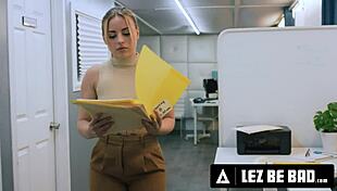 lez be bad - pawg secretary anna claire clouds dominated by femdom boss casey calvert strap-on