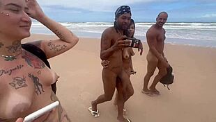 I organized an orgy on the nudist beach with my sexy african friends