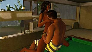 I enjoy playing pool on the table with friends