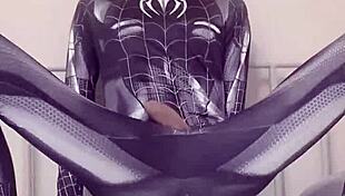 Sexy Gay Teen Masturbates Like Spider-Man
