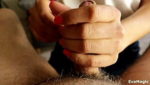 I let this milf play with my huge cock and help me cum all over