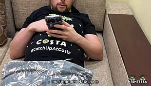 Stepmom Delivers Sloppy Deepthroat Cum Gift