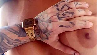 Hot brunette Pamela Santos gives blowjob backstage with Matheus Castro