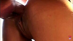 A Delicious Brunette Hottie In Red Lingerie Plays With A Butt Plug And Gets Creampied