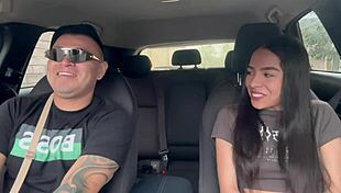 Quick sex in car with boyfriend's best friend, he licks pussy and cums inside