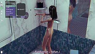 Skinny girl fucks in shower