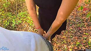 Milf begs for creampie in public pantyhose