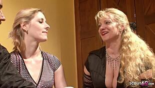 Mature mother observes young couple