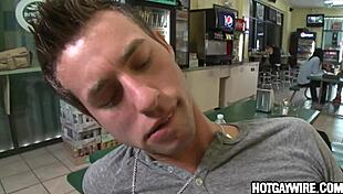 two hunks feel intense passion fucking secretly in cafe