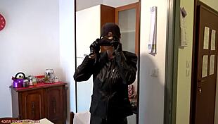 Lesbians in leather and masks dominate in strap-on sex