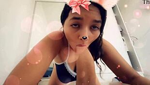 Blowjob and dirty fucking in bed with brunette