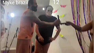 Two Beauties Riding Cocks At Carnival Party