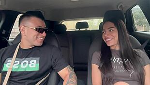 Public pussy riding with a big cock loving couple outdoors