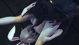 In the anime world, anubis the dogboy and mew the catboy engage in hard sex with a bunnyboy in a sissy crossdress threesome