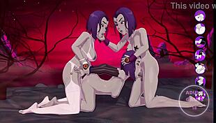 Hey, Raven follada por ella misma en version futanari!