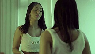 Behind scenes with beautiful brunette