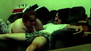 wife deepthroats husband's big dick, then gets fucked and creampied.