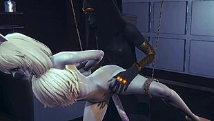 In the anime world, anubis the dogboy and mew the catboy engage in hard sex with a bunnyboy in a sissy crossdress threesome