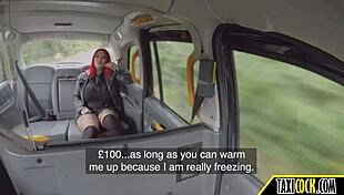 This redhead girl with massive tits is horny for public blowjob!