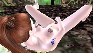 Cute Girl Rubs And Fingers Pussy In 3D Animation