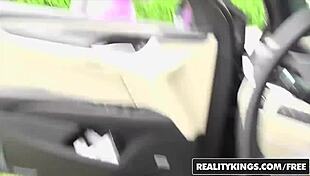 Teen 18+ Aryah May performs street blowjob on Jmac leading to cowgirl riding and special facial.