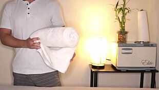 Asian sex massage with intense handjob action.