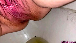 Fat Brunette Pisses in Toilet for Dirty Homemade Solo