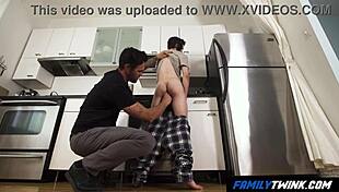 Step Daddy Pounds Twink Roughly In Kitchen Doggy Style