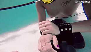 Brita Piskova Masturbates Sensually Underwater in Tight Swimming Pool