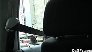 Dark Hair Babe Masturbates In Backseat