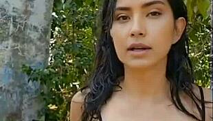 Beautiful Brunette Presents In The Forest