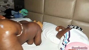 wife bestie sneaks taste of big black cock on bed