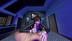 Tracer rides with her big tits in this 3D hentai