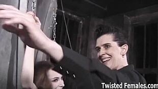 bound lesbian takes femdom punishment