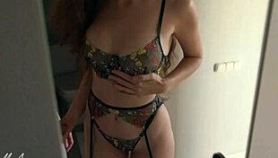 she wonders if the underwear fits her body just right. better to slip it off for a wet ride.