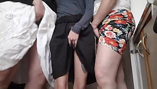 Kitchen upskirt: girl masturbates to multiple orgasms