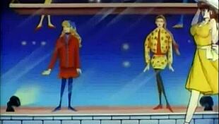 anime strapon fuck threesome with big tits 😍