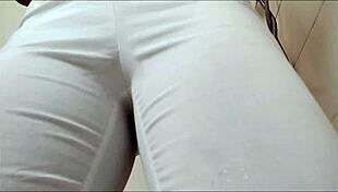 Teen 18+ Babe Soaks White Clothes While Bathing Naked In Shower