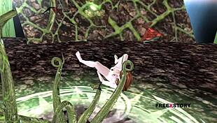 Cute Girl Rubs And Fingers Pussy In 3D Animation