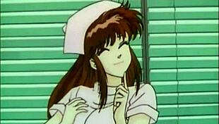 anime strapon fuck threesome with big tits 😍