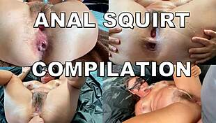 Je regarde squirt anal couler sur visage et dans bouche avec chatte poilue et anus béant
