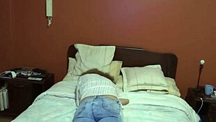 Excited 58-year-old mature interacts with the maid's husband and stimulates herself to entice him