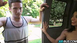 Veronica Rodriguez, a tiny Latina teen, gets humiliated taking two cocks on the crowded bus