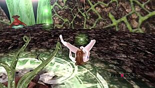 Cute Girl Rubs And Fingers Pussy In 3D Animation