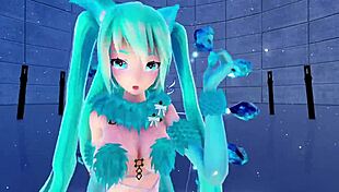 cat fate cosplay with adult miku in 3d vr 😺