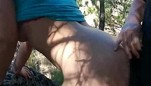 naked amateurs engage in outdoor fucking and blowjob in forest slow motion